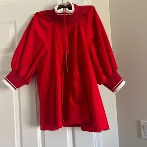 Maeve Red Zip-Front Dress with White Trim